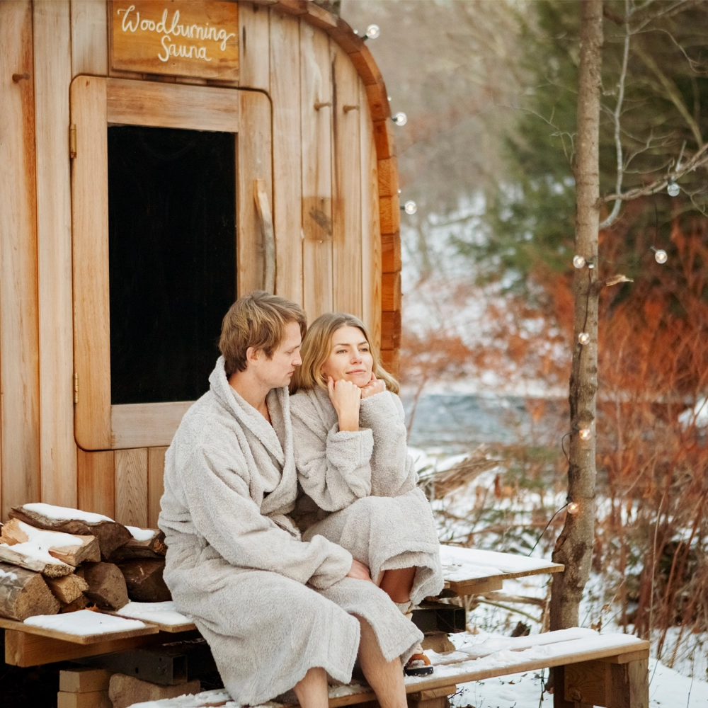 Expérience Harmonie - Couple en avant d'un sauna